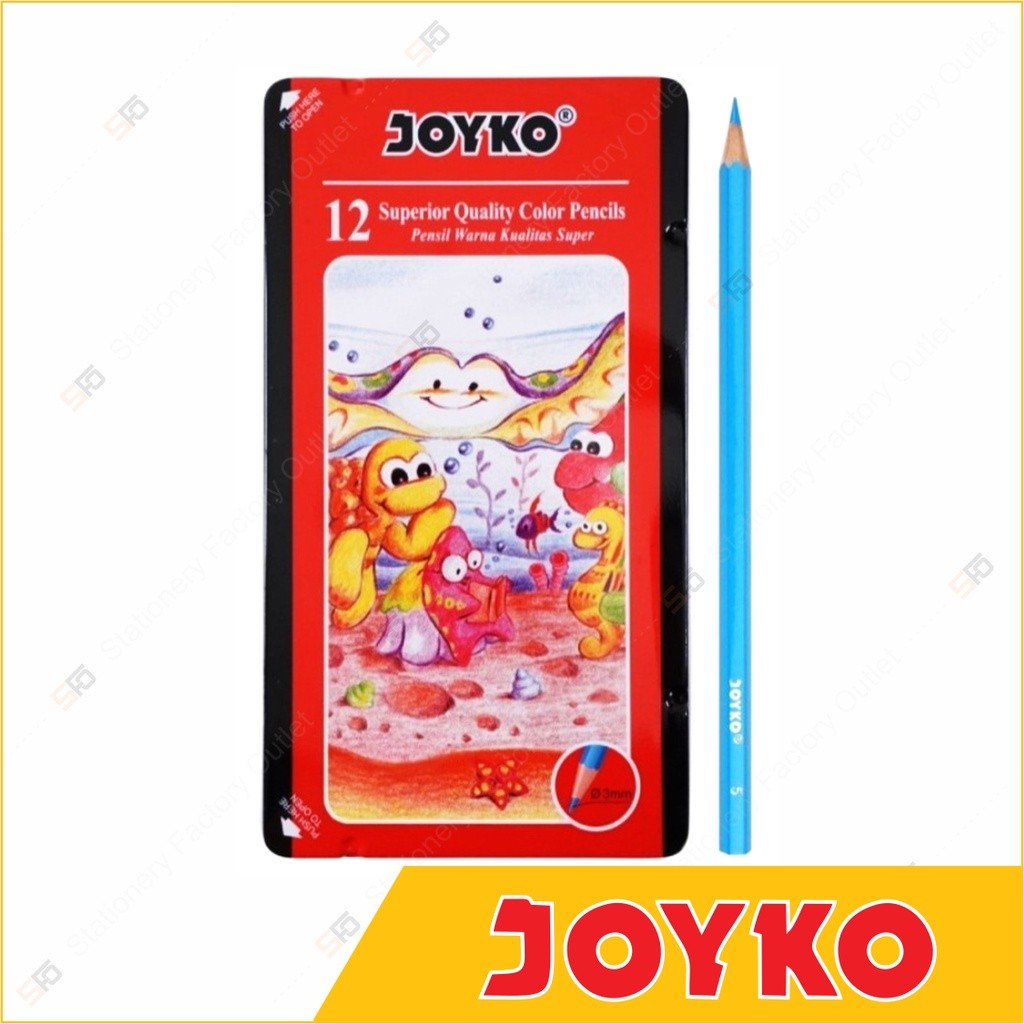 

Alat Tulis Murah Pensil Warna Joyko isi 12 Tin Case CP-12 TC - SFO Semarang Official