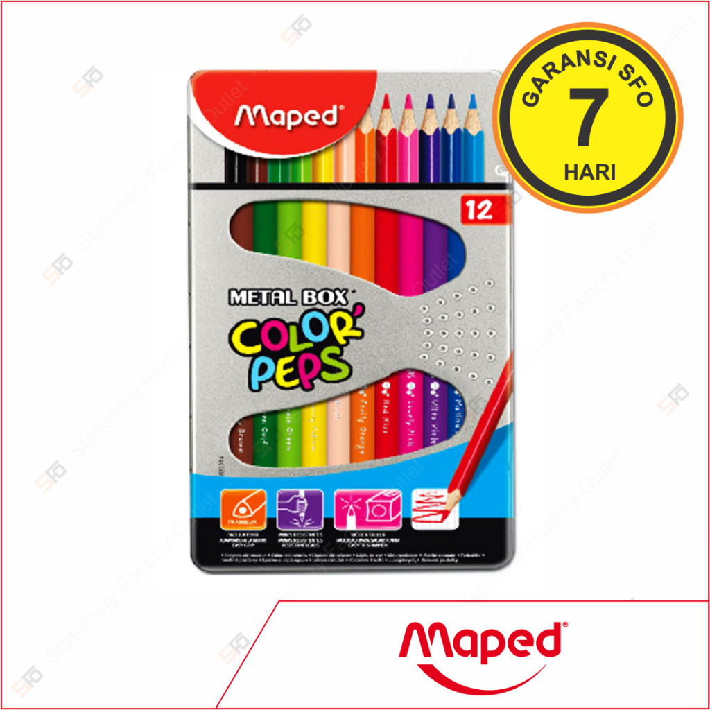

Alat Tulis Murah Pensil Warna Maped isi 12 Metal Box (Color'peps) - SFO Semarang