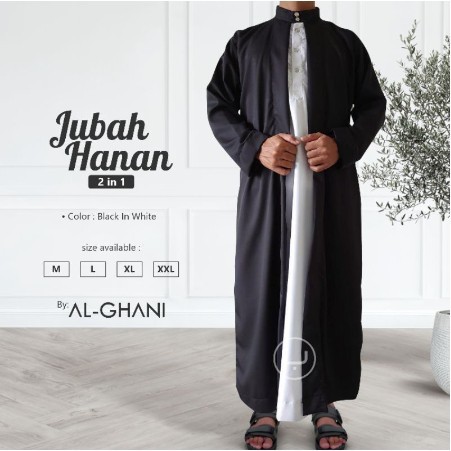 "V.NLN" - READY STOCK 1 set jubah pria luar dalam, jubah hanan 2 in 1, jubah gamis pria prem - 1, S