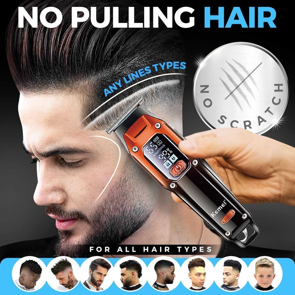 Kemei Alat Cukur Rambut Elektrik Hair Clipper Trimmer LCD 600mAh - KM-658  ( ORI )