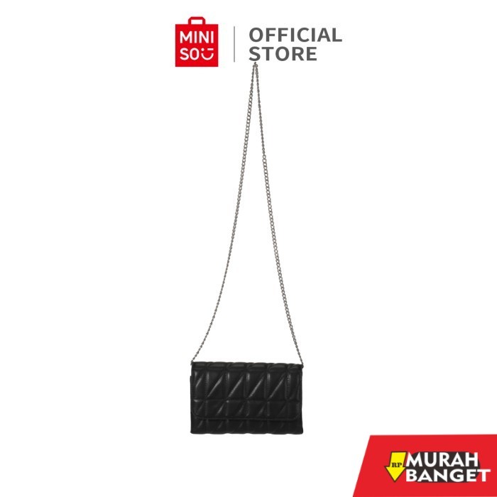 tas selempang wanita simple elegan MINISO Selempang Tas Rantai Wanita Diamond Pattern Crossbody Shou