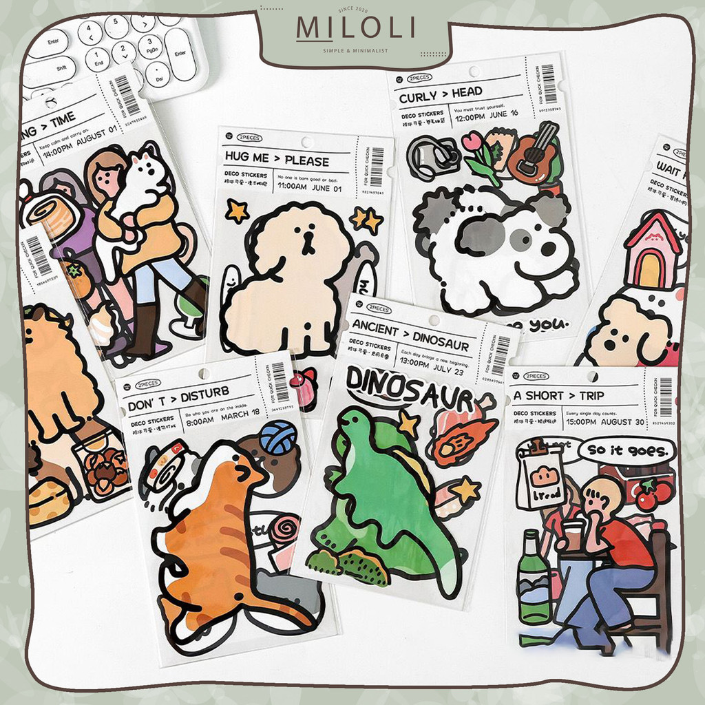 

[MILOLI] 2Pcs CARTOON STICKER AESTHETIC Trendy Sticker Planner DIY Scrapbook Stiker Dekor Jurnal - B0501