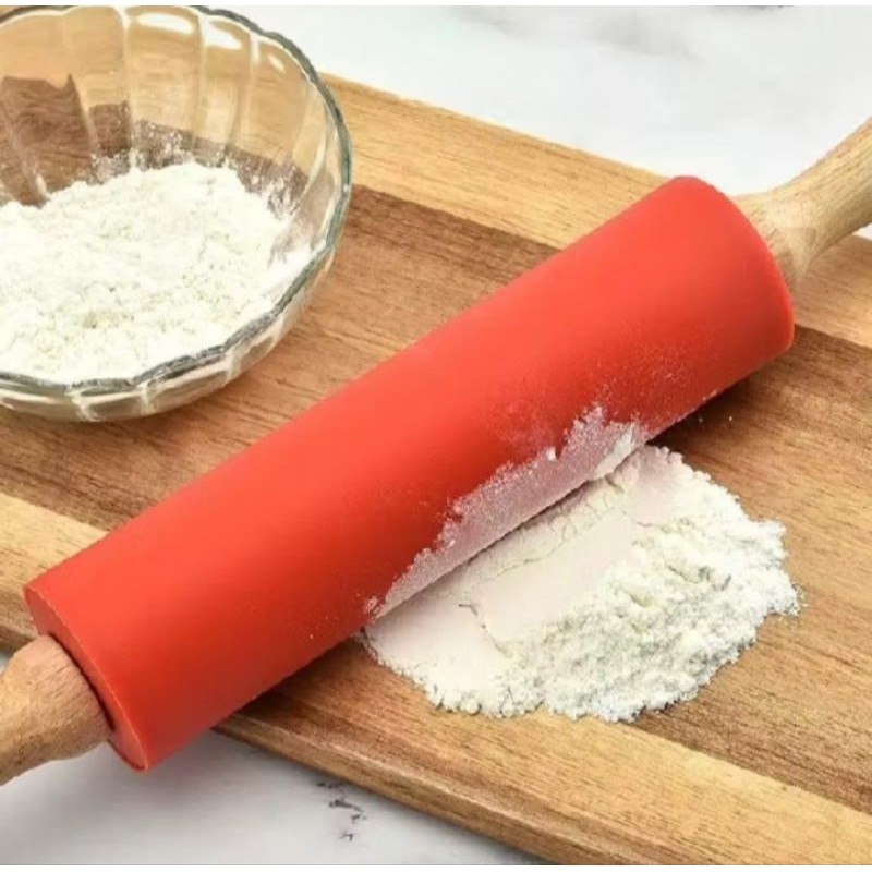 ROLLING PIN SILIKON 30 CM roti kue/Penggiling Adonan Tepung Anti Lengket Non Stick Roller Silicone