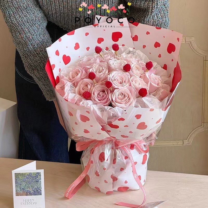 

POYOCO - FL43 HEART Kertas Bunga Paper Buket Motif Cellophane