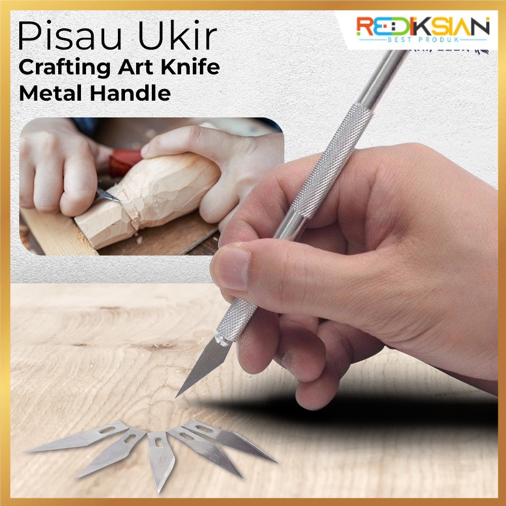

Pisau Ukir Seni Hobby Pisau Seni Kerajinan Gagang Logam- Silver