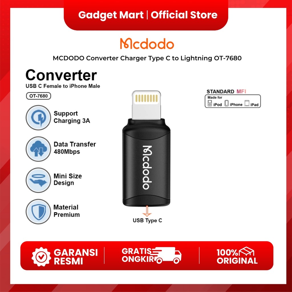 MCDODO Converter Charger Type C to Lightning OT-7680