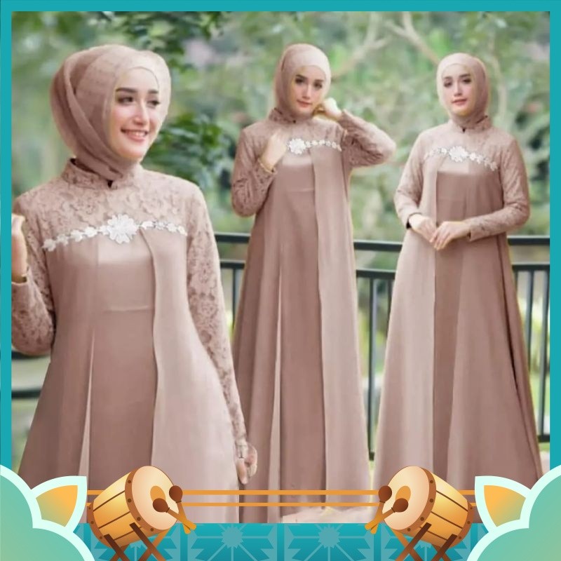 Gamis Modern Mewah Cantik Anggun bahan Premium Termurah / Gamis Elena Terbaru (Ukuran M~L~XL )Baruka