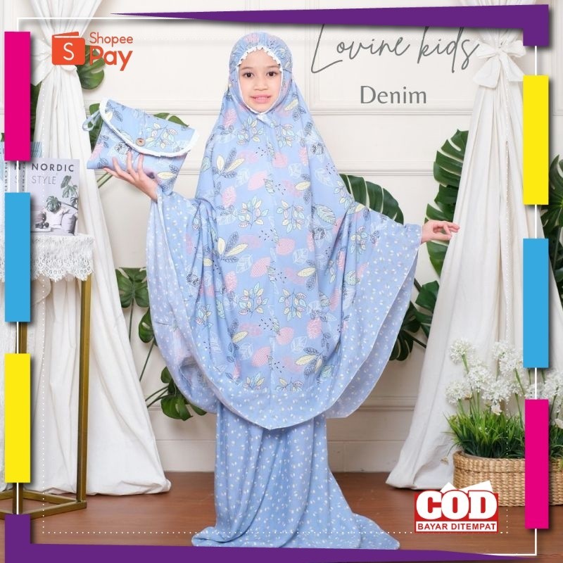 RAMADHAN SALE // Mukena Cantik Motif Bunga Daun Bunga Kecil LOVINE ANAK SD SMP DEWASA PASTEL SATUAN
