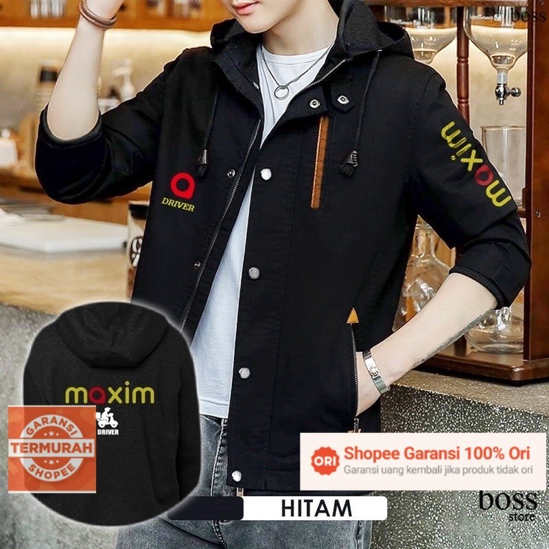 Jaket Maxim / Jaket Pria Resleting Distro Keren Terbaru Variasi Driver Maxim JAKET CUSTOM SABLON