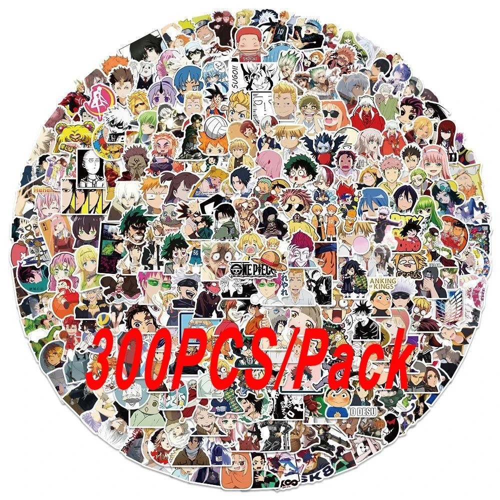 

300Pcs/Set Mixed Anime Stickers Cartoon Sticker Decals Laptop Motorcycle Luggage Phone Waterproof Sticker for Children Toy