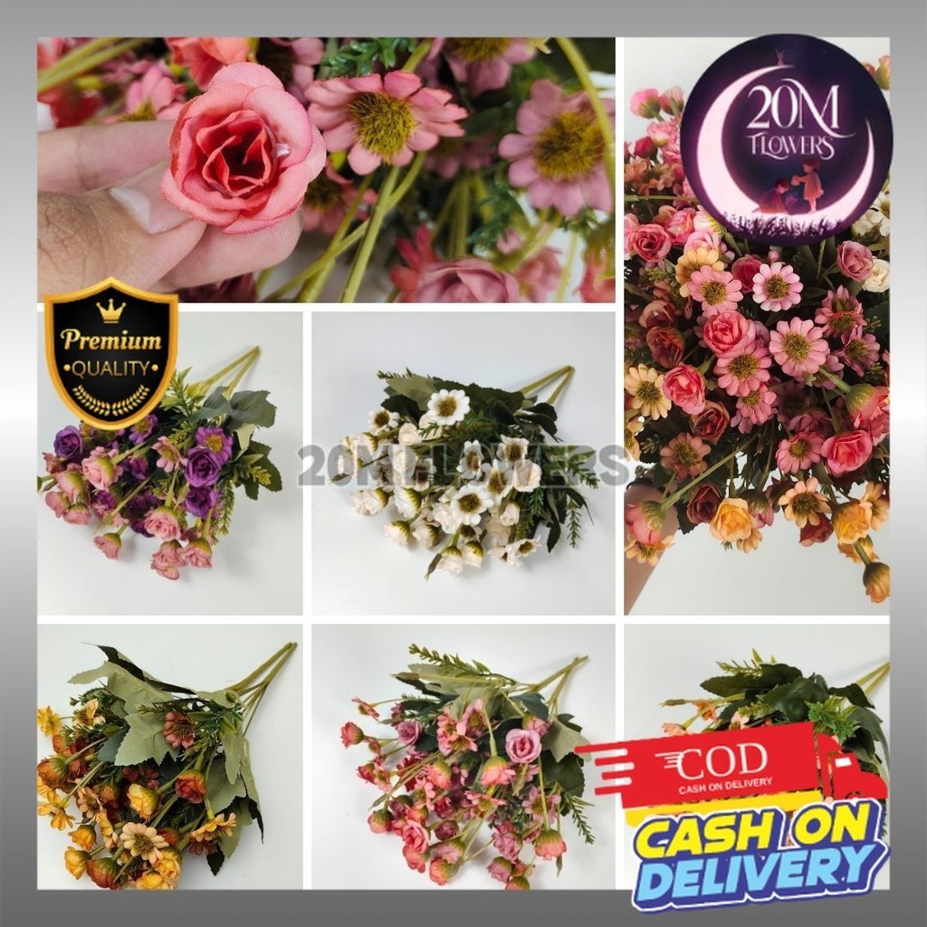 1PCS BUNGA ASTER LAMBAI CABANG 6 ARTIFISIAL - BUNGA HIASAN BUCKET & DEKORASI LAMARAN - BUNGA ARTIFIC