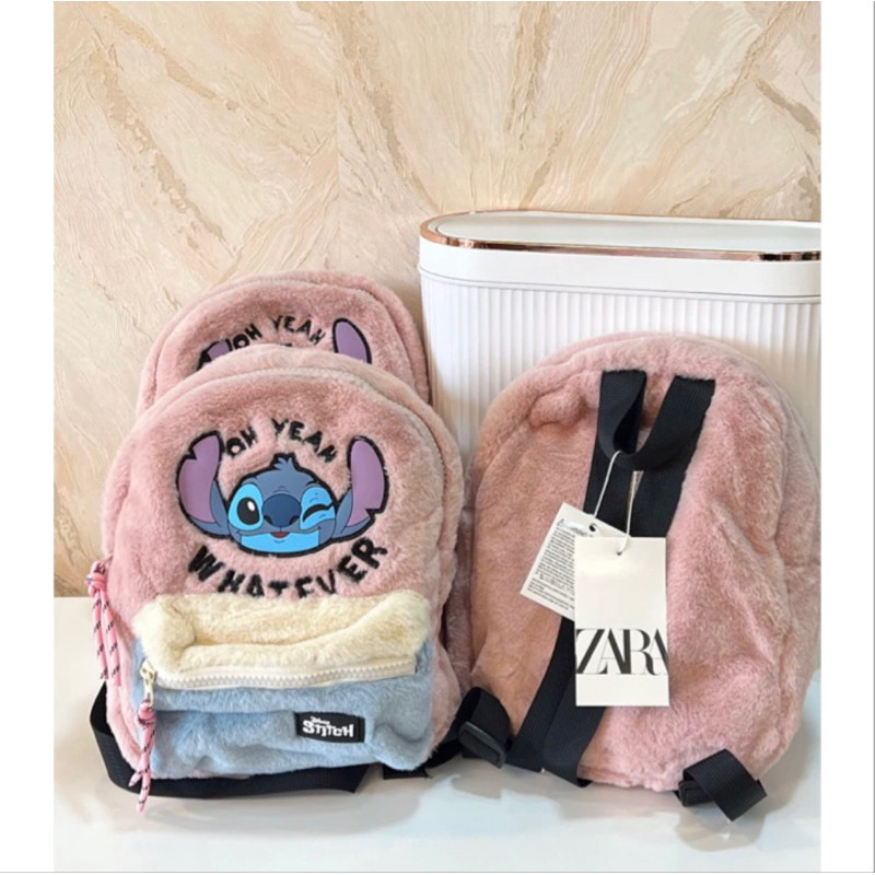 Tas Ransel Anak ZARA Stitch Lilo 121187 / ZARA Vinyl Bag Stitch / Tas Ransel Bahan Bulu Halus Premiu