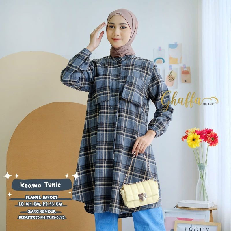 KEAMO TUNIK FLANEL IMPORT MOTIF KOTAK BY GHAFFA