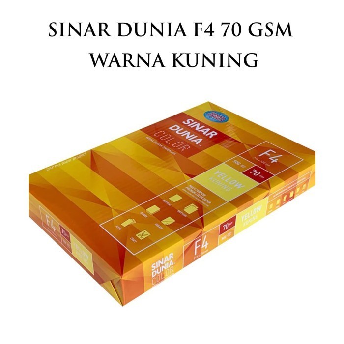 

Kertas Fotocopy HVS Warna Kuning Sinar Dunia SIDU F4 Folio 70 Gram Gsm