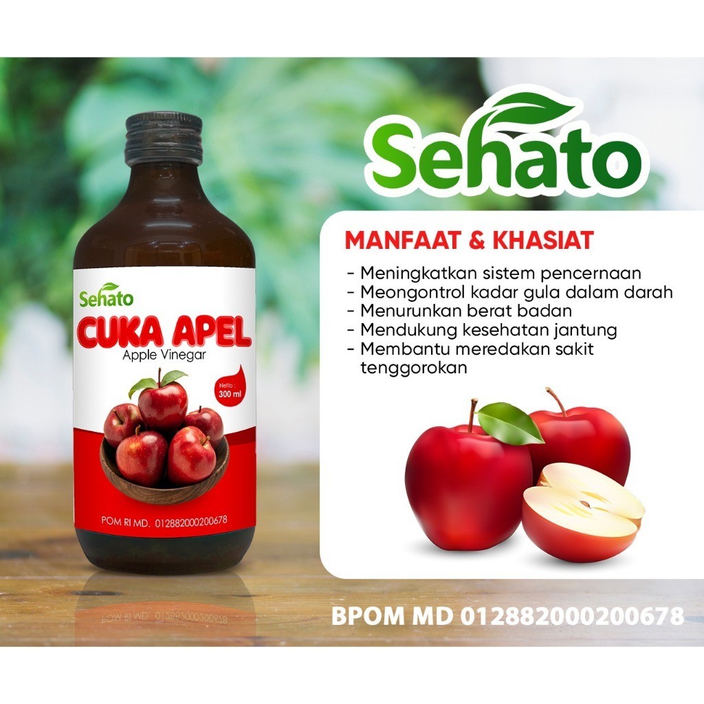 

Cuka Apel Sehato Untuk Batu Empedu dan Diet BPOM Apple Vinegar - 300 ml bq