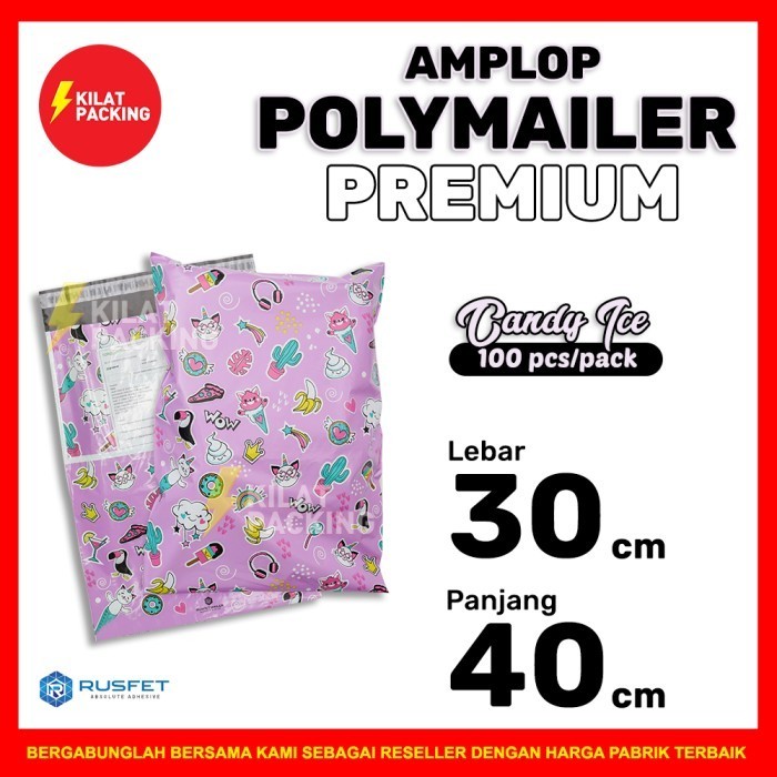 

AMPLOP PLASTIK POLYMAILER CANDY ICE ( Uk : 30cm x 40cm)PACK