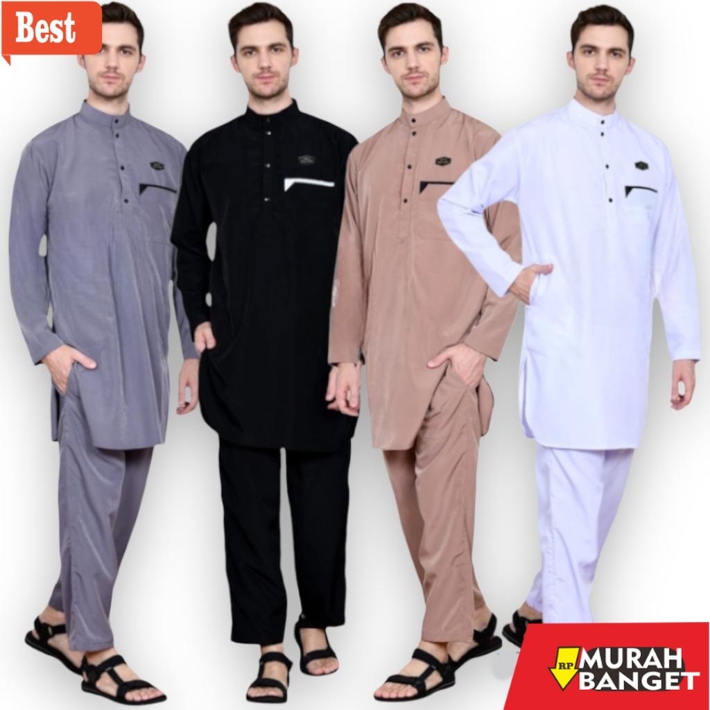 Baju timur tengah pria- setelan kurta pria dewasa baju set celana - koko dewasa - baju gamis kurta j
