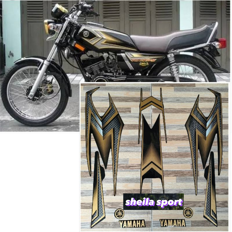 Striping rx king stiker Yamaha RX KING hitam gold tahun 2004 kualitas bagus