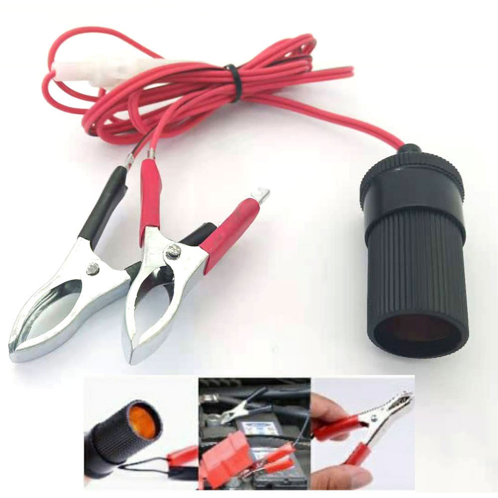 Terminal Clip-on Aki Mobil Cigarette Plug 12V 1.5m - Stop Kontak Mobil - Colokan Listrik Mobil