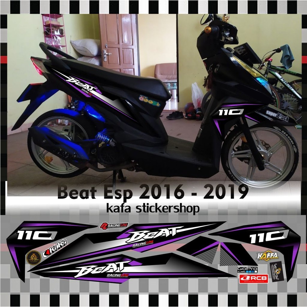 COD/ Stiker Beat Esp Striping Variasi Beat Fi New List Polet Motif Ungu POLET