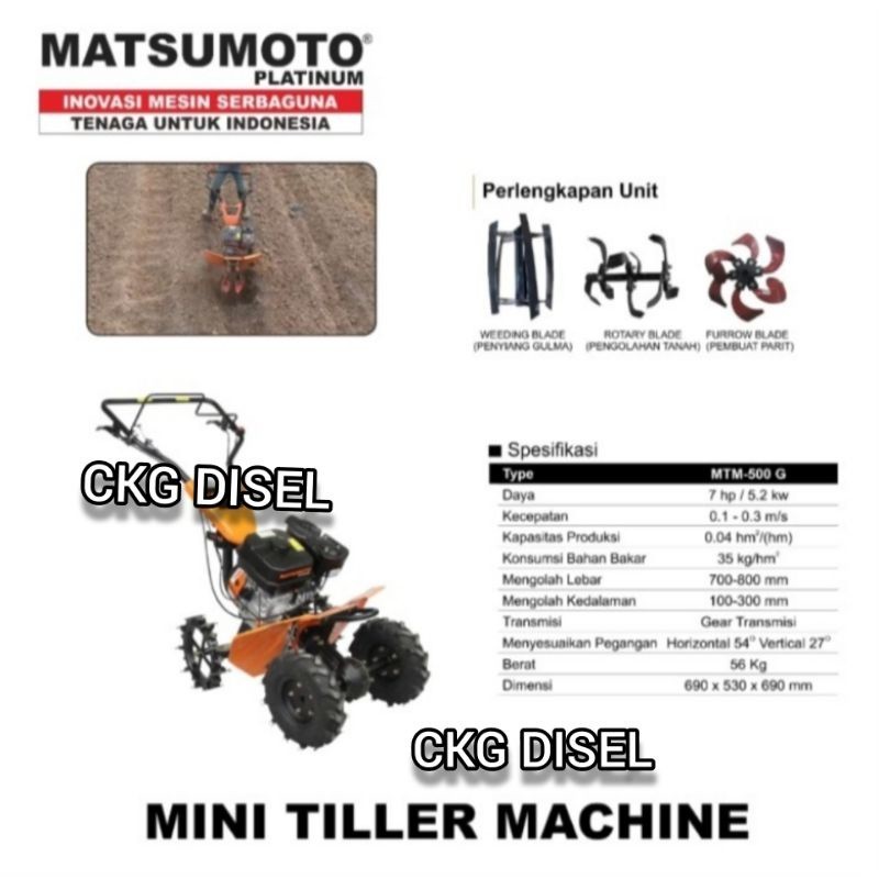 Traktor Cultivator Mini Bensin Matsumoto MTM 500G  MTM 500 G