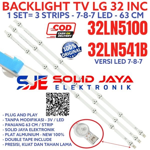 BACKLIGHT TV LED LG 32 INC 32LN541 32LN5100 32LN B LAMPU BL 3V 32LN541B 32LN 7-8-7 KANCING LED LENSA