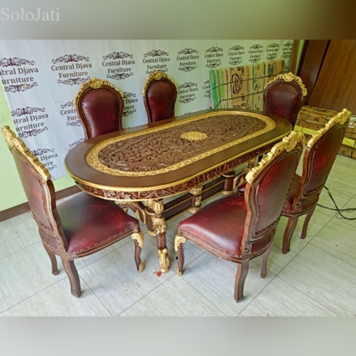 

Kursi Meja Makan Ganesha Perancis Ukir Kayu Jati K6 Ukiran Jepara murah