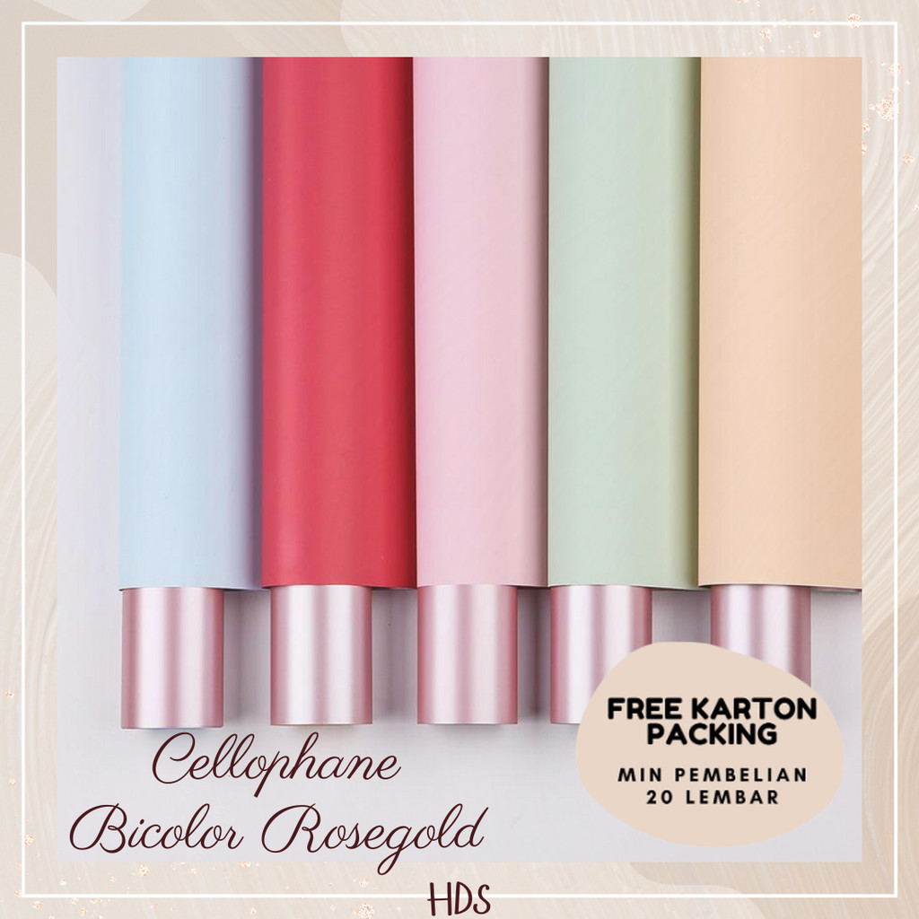 

[20 LEMBAR] CELLOPHANE PAPER BI COLOR ROSE GOLD FLOWER WRAPPING KERTAS BUKET BUNGA FLORIST WATERPROOF