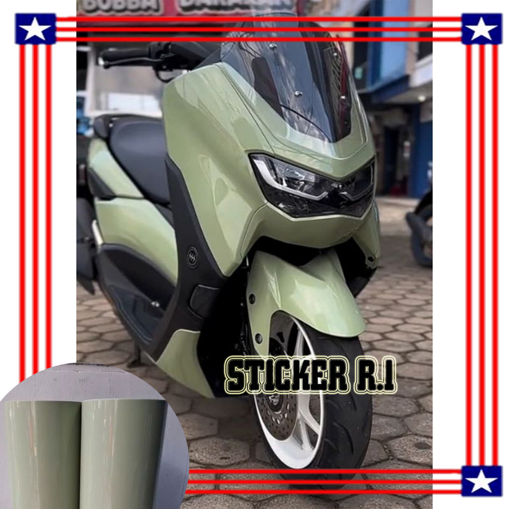 sticker skotlet motor hijau sage glossy premium / scotlite hijau pastel mengkilat / skotlet hijau sa