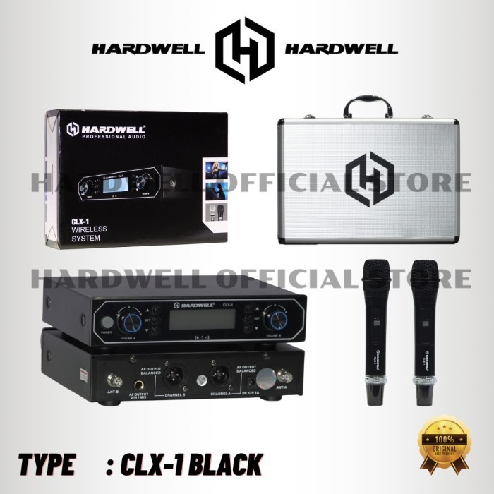 Grosir Mic Wireless Hardwell CLX 1 / CLX1  Double Mic Handheld - Hitam