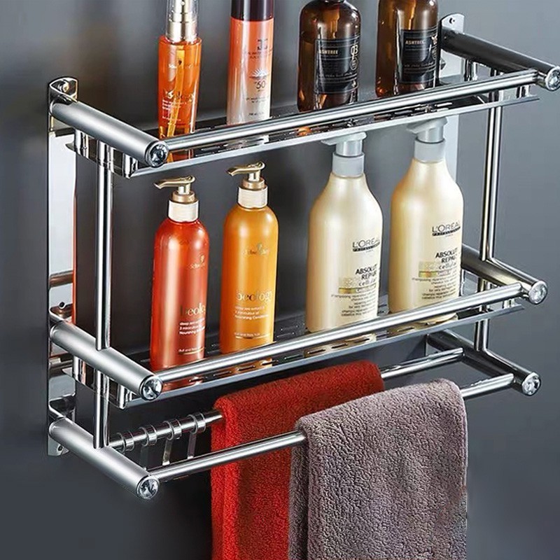 

Rak Kamar Mandi Dinding Rak Bumbu Dapur Stainless Steel Rak tempel Gantung Rak handuk Tempel