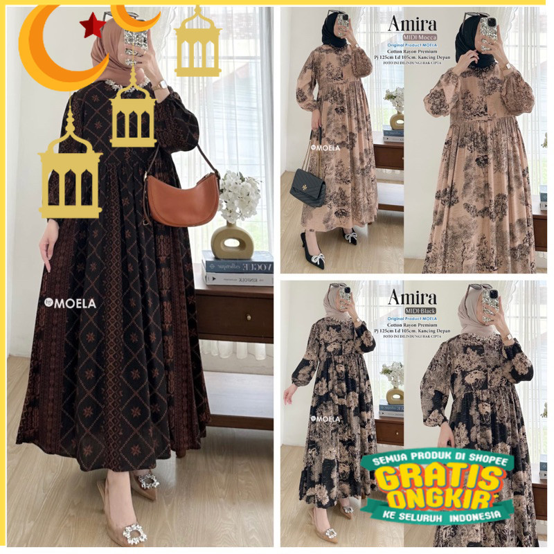Midi dress rayon motif Amira Fiuli Dadua Ulias Juifa Tiama Niaca Dalin Liuta Sibmi Fomis Suwin Yepsa