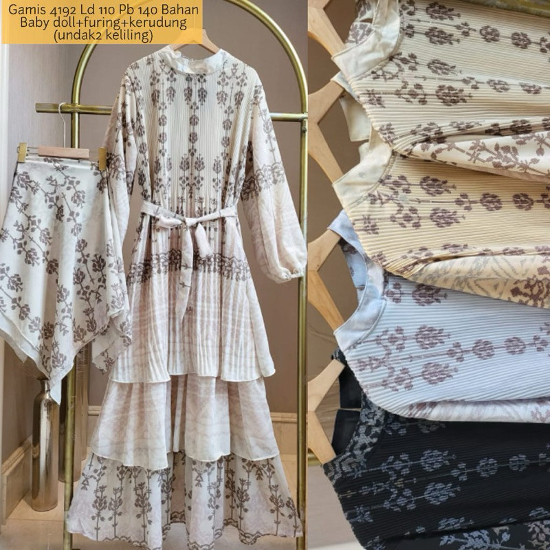 Gamis plisket  ceruty susun syari Gamis plisket ceruty free hijab