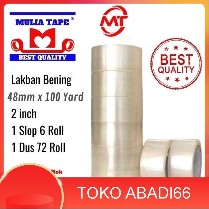 

Lakban Mulia Tape Ukuran 48mm X 100 Yard Kemasan 1 Slop - Putih