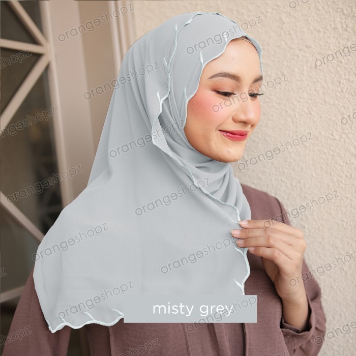 Pashmina Bordir Sulam Hijab Embroidery Lalisa Series - Misty Grey