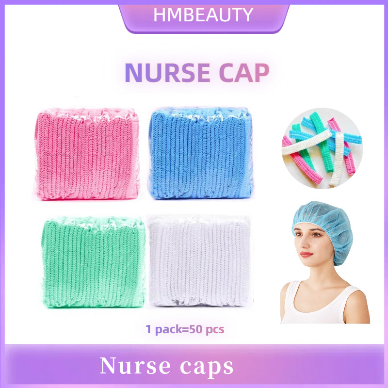 OK COD Topi Nurse Cap Tutup kepala Medis Hairnet Hair Cap suster Topi Perawat penutup kepala 50pcs