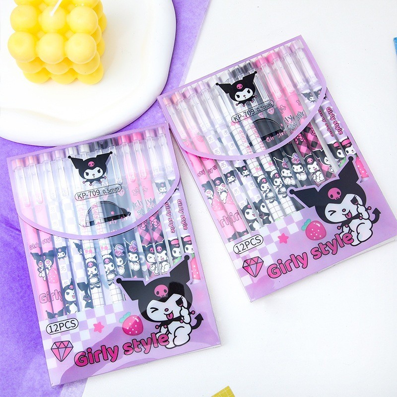 

SS - (12pcs) Pulpen Gel / Pena Set Sanrio Kuromi 0.5mm Alat Tulis Anak Sekolah ULI010