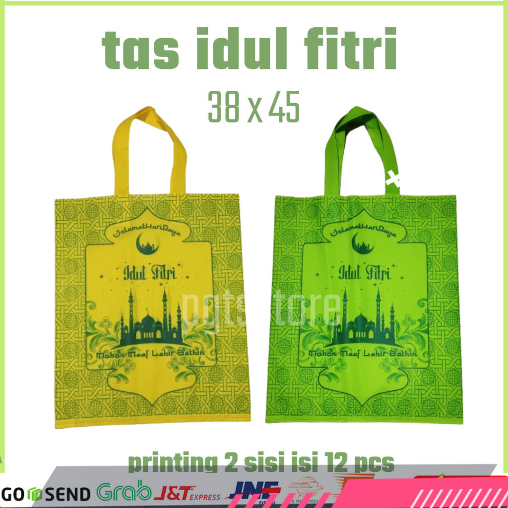 

Tas idul fitri print 2 sisi ukr 38 x 45 isi lusinan tas lebaran hammpers hadiah thr