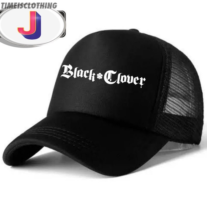 snapback topi anime BLACK CLOVER logo tulisan trucker hitam pria wanita dewasa unisex black bulls TI