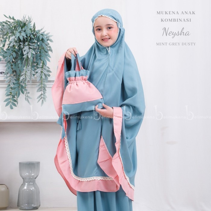 Mukena anak tanggung NEYSHA tazbiya twotone salwa bahan mikro - wardah-m, All Size