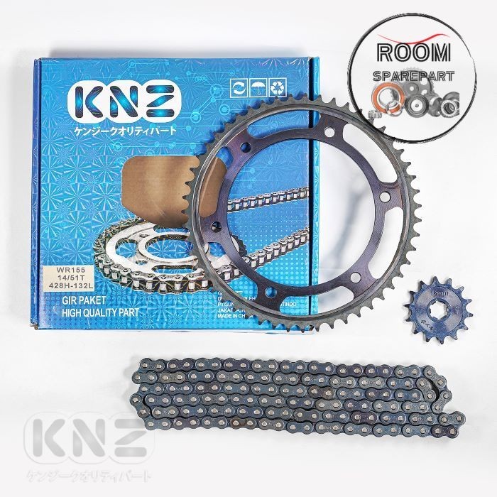Knz Gear Set Rantai Gear Paket WR 155 14/51T Merk KNZ