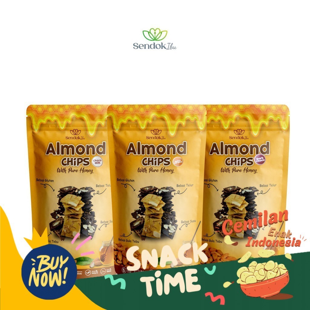 

Special Diskon PAKET TASTY (3 PACK) | ALMOND CHIPS | Cemilan Snack Sehat | SENDOKIBU