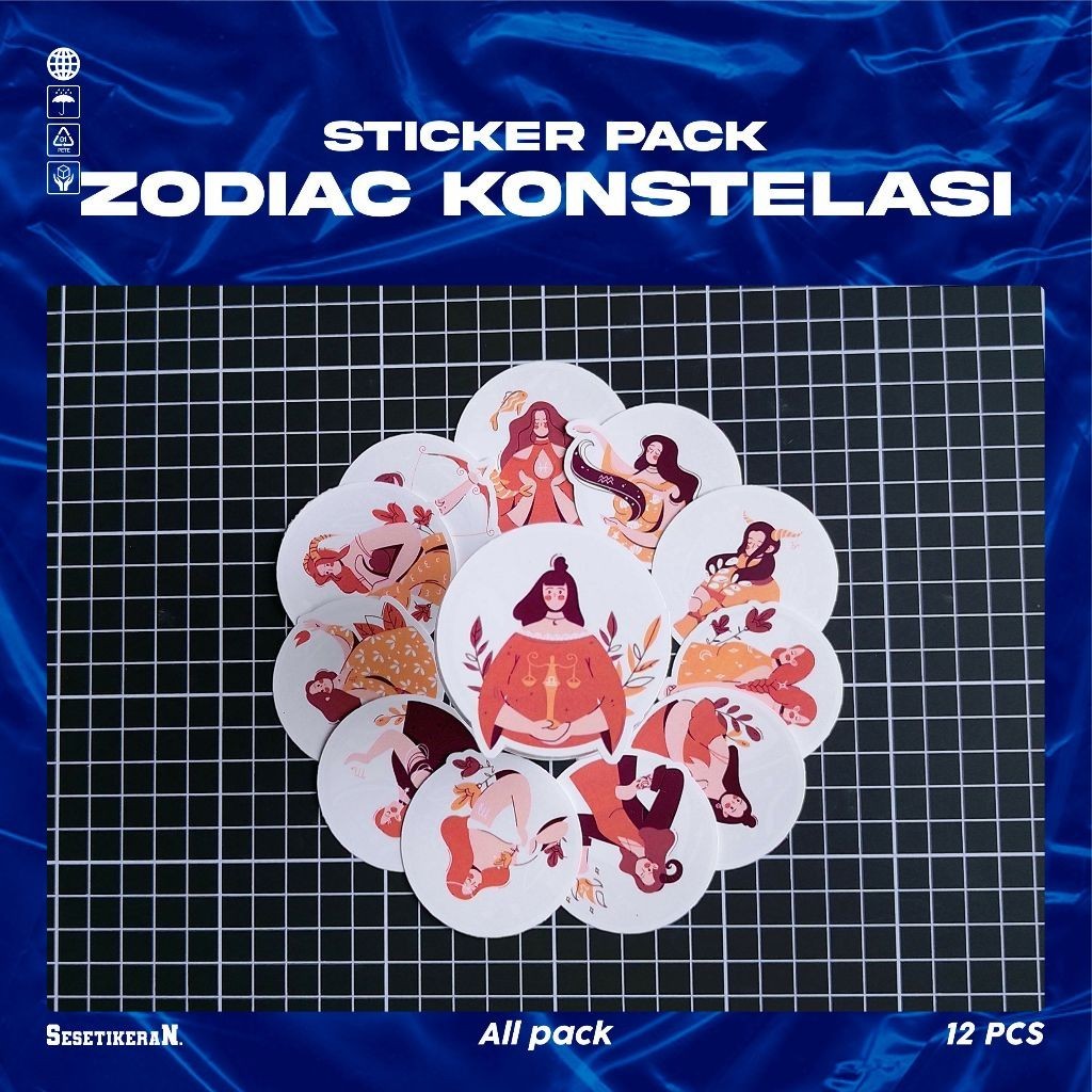 

COD✨ Sesetikeran Pack Stiker Zodiak Konstelasi Colorfull Keren Untuk Koper Laptop Skateboard
