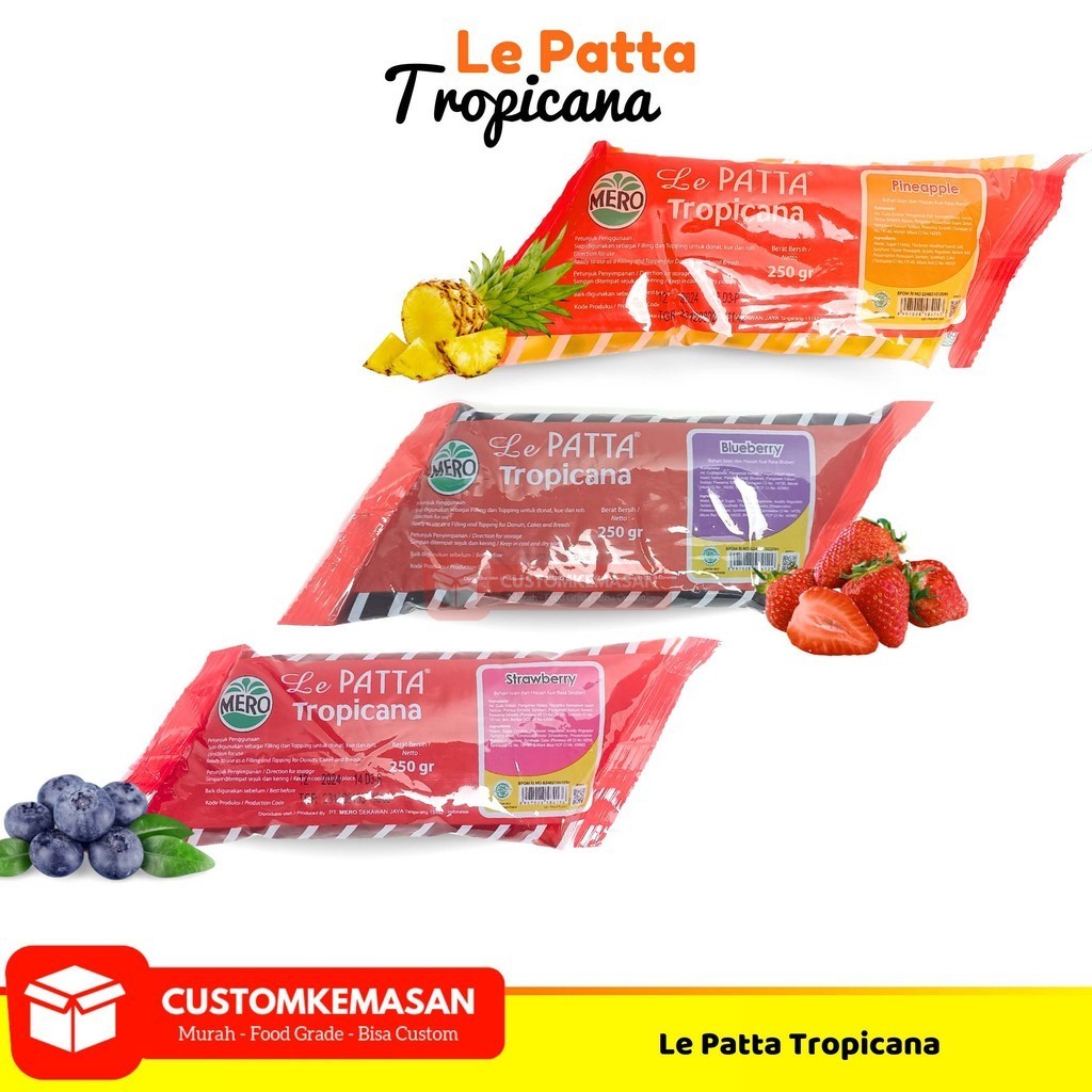 

Le Patta Tropicana Pineapple 250g / Selai Nanas / Selai Blueberry / Selai Strawberry / Selai Isian Roti / Selai Le Patta Tropicana / Lepatta / Selai Buah / Le Patta Pineapple