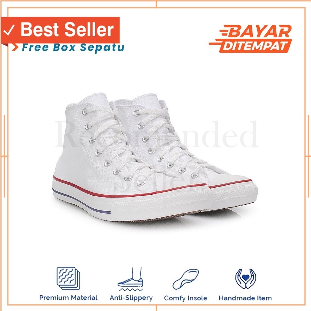 Sepatu Keren Sneakers Kekinian Korean Style Bahan Premium / Sepatu Converse All Star HIGH TOP Putih 