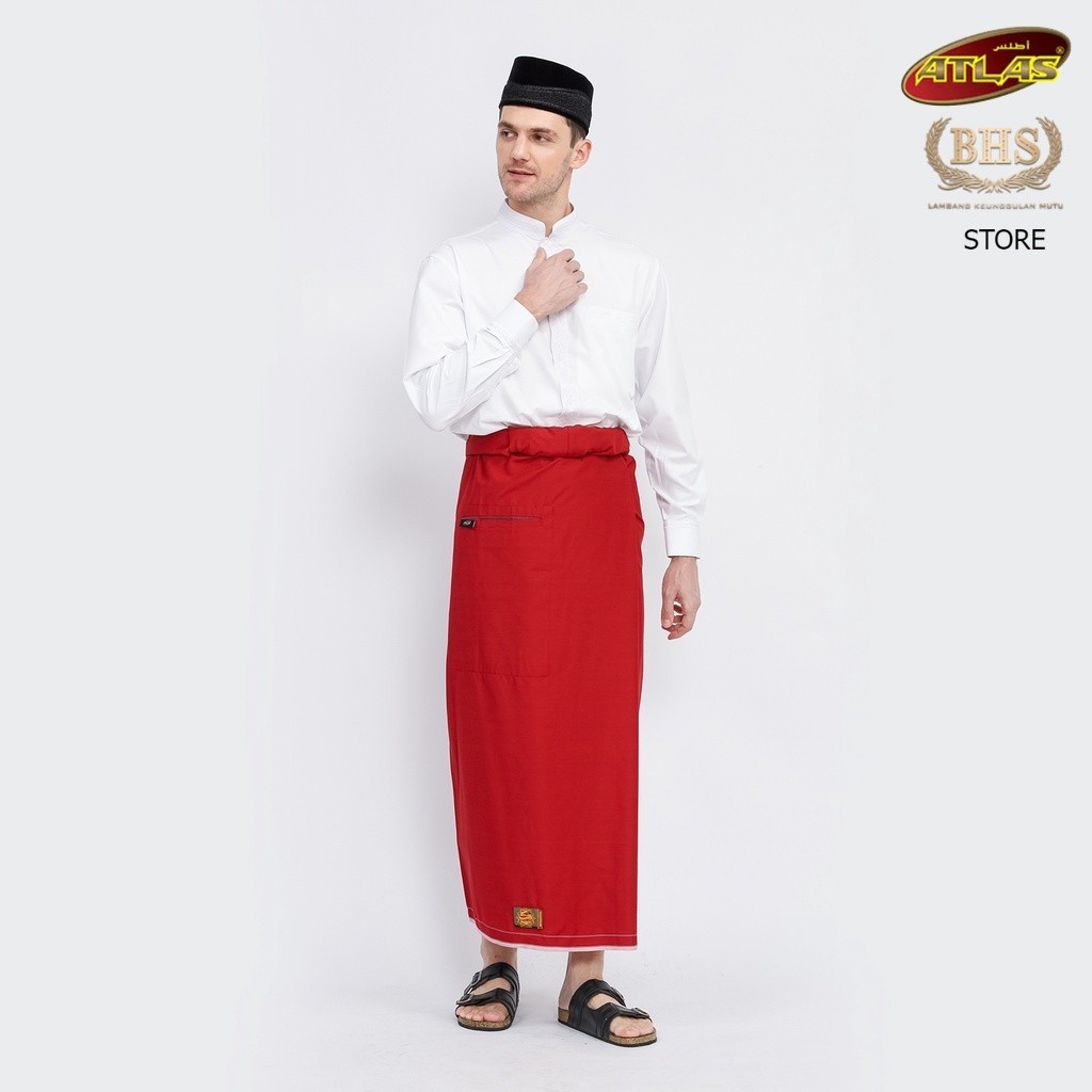 Sarung Saku ATLAS Warna Polos Merah