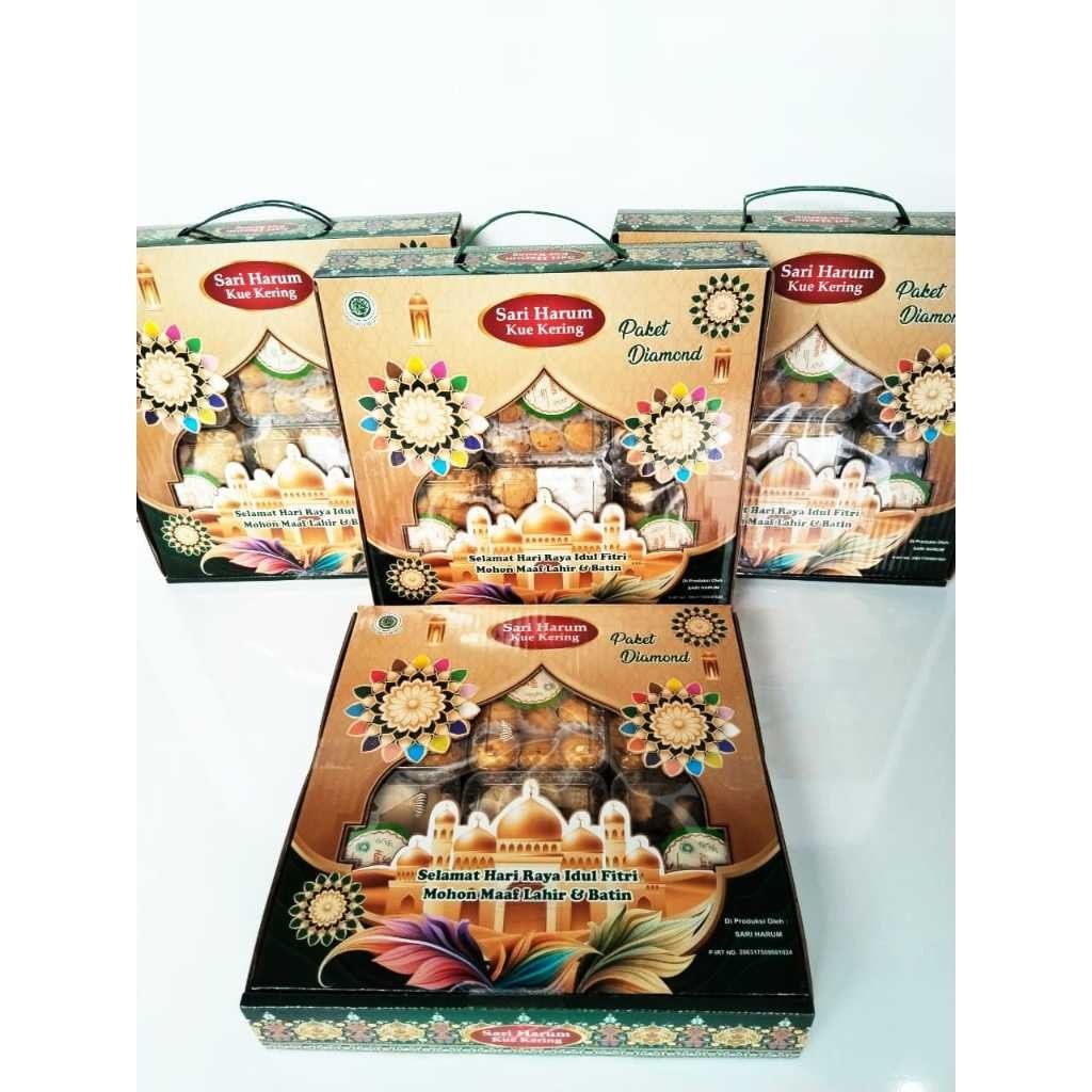 

DISKON Kue Kering Lebaran /Kue Kering/Paket Diamond Sari Harum Isi 6 Toples /Parcel