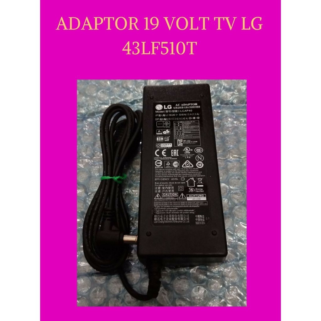 ADAPTOR TEGANGAN OUTPUT 19 VOLT DC 3.42 AMPERE ORIGINAL TV LG UNTUK 43-49 INCH MODEL 43LF510T