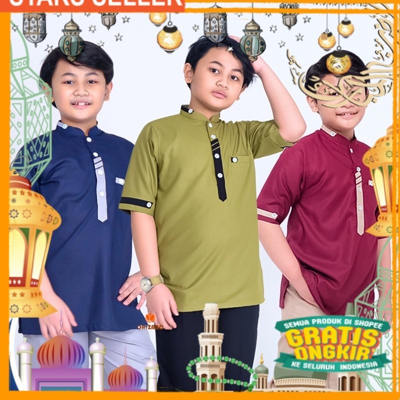 Setelan Baju Koko Anak Laki Laki | Set Kurta Raffi Kids Keren/ Pink Dusty Fanta Merah muda