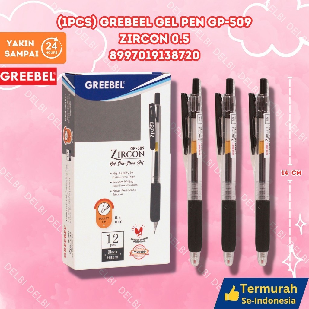 

GREEBEL GEL PEN GP-509 ZIRCON 0.5 /Pen/Pulpen/gel pen utk atk kantor kerja kuliah anak (1PCS) GREEBEL GEL PEN GP-509 ZIRCON 0.5